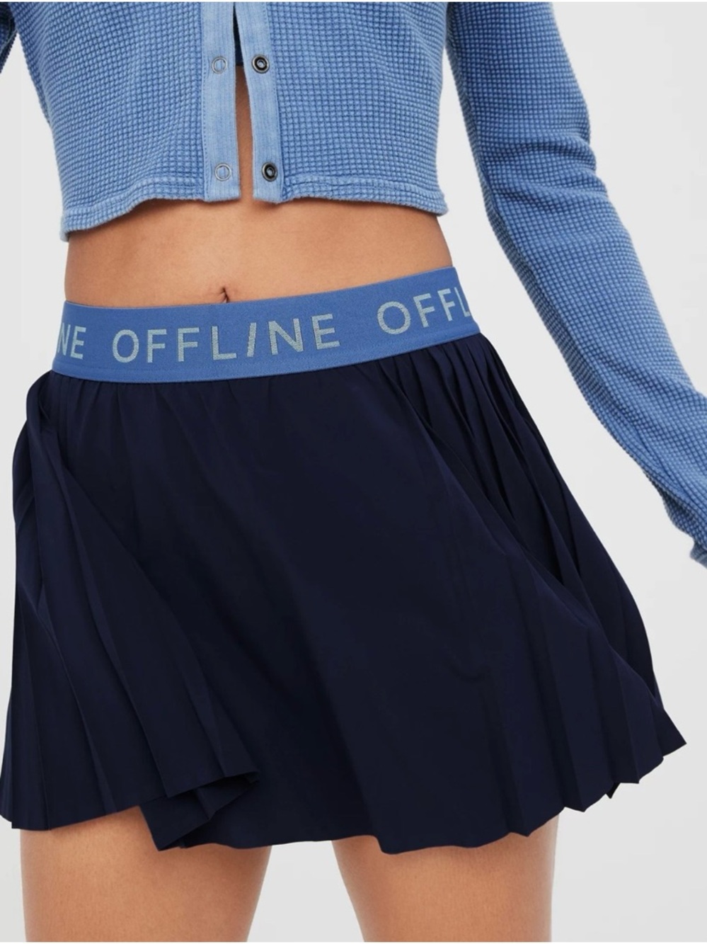 OFFLINE By Aerie Goals Logo Pleated Skort Royal Navy size XXS.